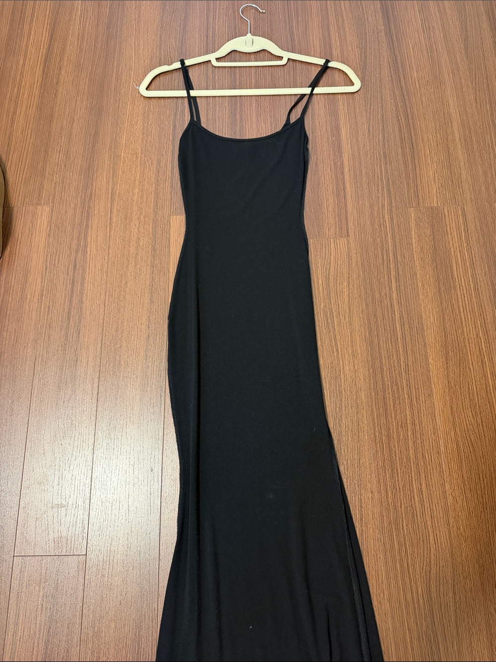SKIMS Black Maxi Slip Dress with Thin Straps